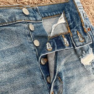 Cello Women’s High Rise Fray Hem Distressed Jean Shorts